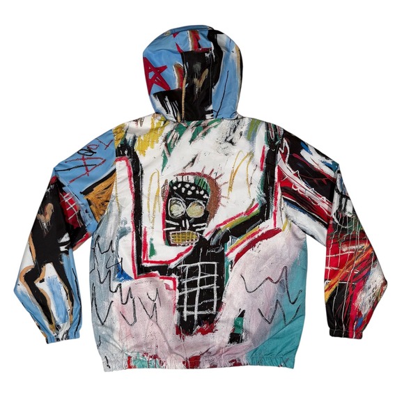 Members Only Jean-Michel Basquiat Windbreaker Jacket Large Multi Color Hooded - Picture 2 of 6